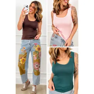 Solid Knit Scoop Neck Tank Top