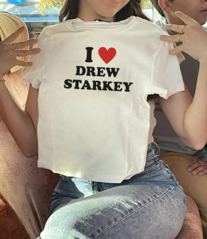 Y2K crop top Drew Starkey, Movie TV Actor, 2000’s crop top, I heart , I love, 90s Aesthetic, Grunge Clothing, Y2K Long Sleeve