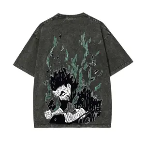 Rock Lee Naruto Anime Graphic Tee, Vintage Washed Oversized Dark Anime Streetwear T-Shirt, Soft Cotton Unisex