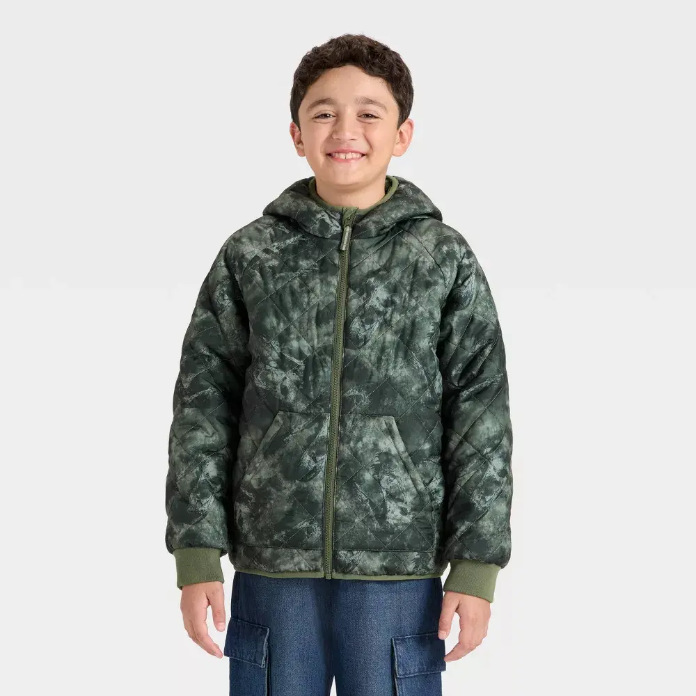 Boys' Denoeye Printed Hooded Reversible Puffer - Cat & Jack Boys' Denoeye Printed Hooded Reversible Puffer - Cat & Jack