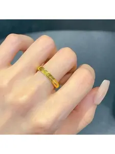 Cat Eye Ring Solid Round Wave Ring Fashion Lightweight Luxury Simple Solid Closed Golden Couple Matching Titanium Steel Ring