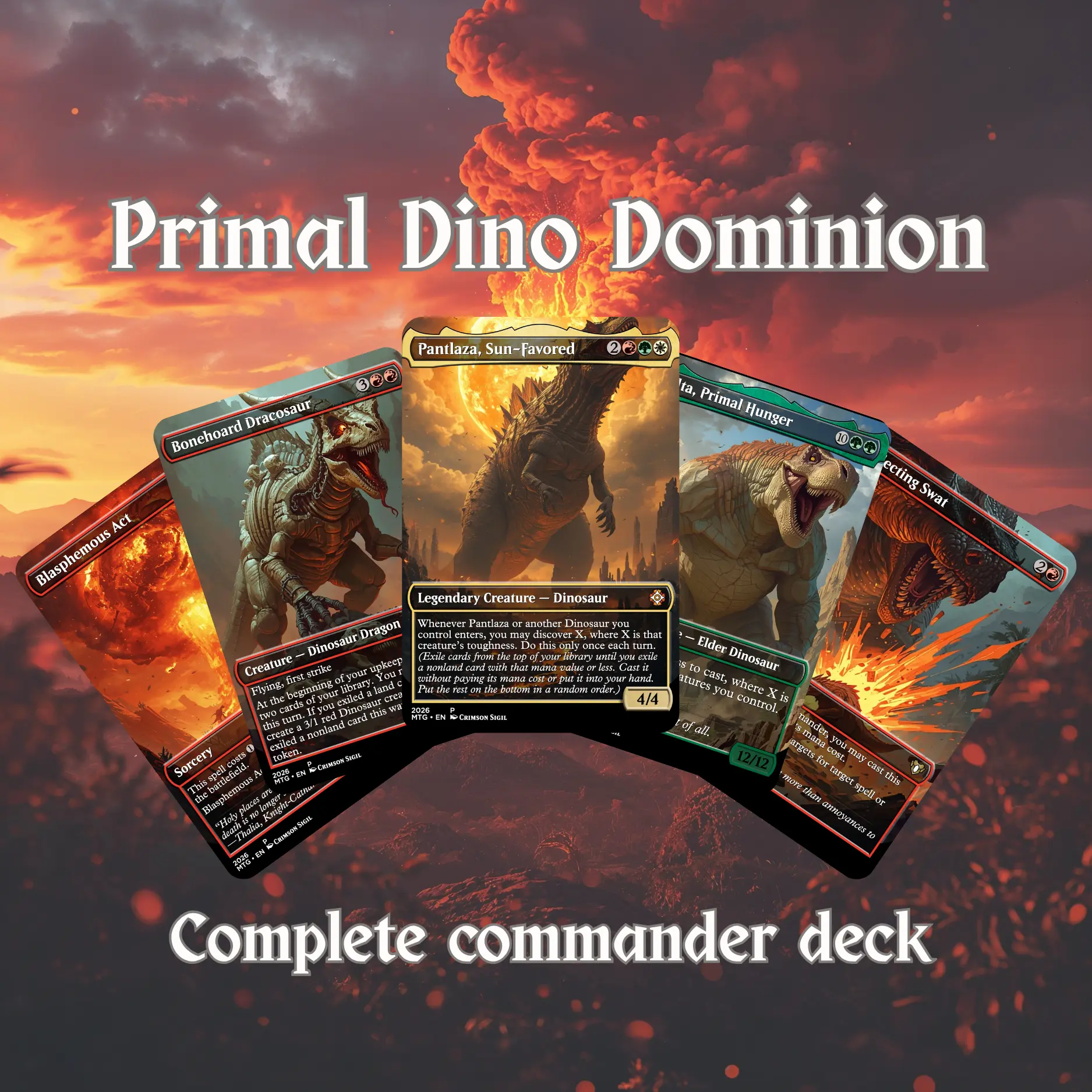 Primal Dino Dominion – Dinosaur Proxy Commander Deck (100 Cards + Tokens)