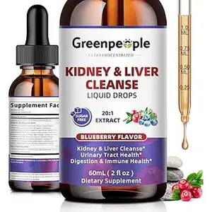 Greenpeople Kidney Cleanse Detox & Repair Drops, 27-in-1, Cranberry Extract & Chanca Piedra,Urinary Tract&Liver Cleanse - Vegan Supplement