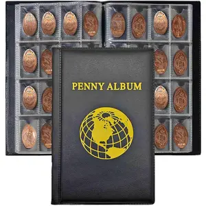 160 Pockets Pressed Penny Collecting Album Book, 10 Sheets Pressed Penny Collection Sleeves, Portable Holder for Collectors, Black, Suitable for Travel and Work