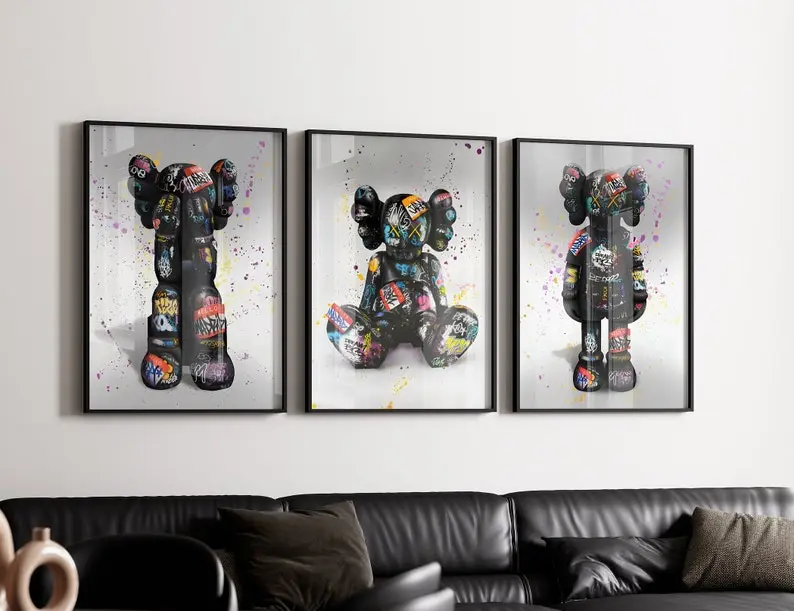 Graffiti Hypebeast Poster,set of 3,Printable KAWS Graffiti Poster,Hypebeast Toys,Hypebeast Sneaker, Sneaker Prints