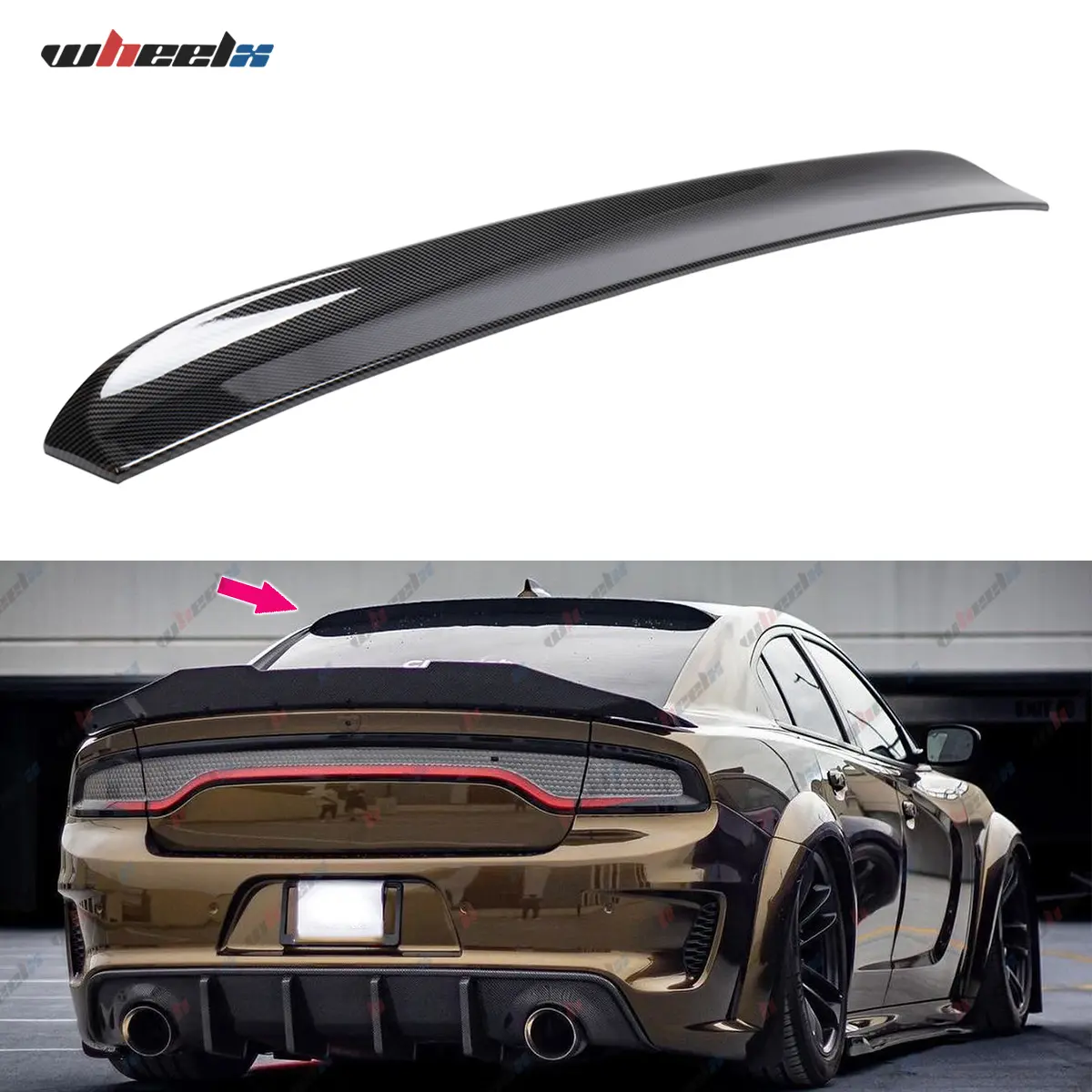 2015-2023 Dodge Charger – Duck Tail Rear Window Roof Spoiler Gloss Black | GT · Pursuit · R/T · SRT · SRT8 · SXT · Scat Pack · SE · Enforcer · Daytona Fit