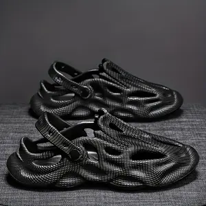 Men's EVA Slip-On Casual Shoes - Textured Grip Sole, Comfortable for All Seasons Street and City Wear - Black