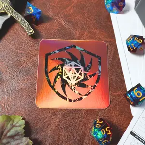 D20 Red Shield Holographic Sticker - Decorative Sticker for Game Use with Unique Design and Colorful Elements