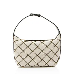 Pre-owned Bottega Veneta Leather Shoulder Bags Woven Canvas Wallace Mini Shoulder Bag