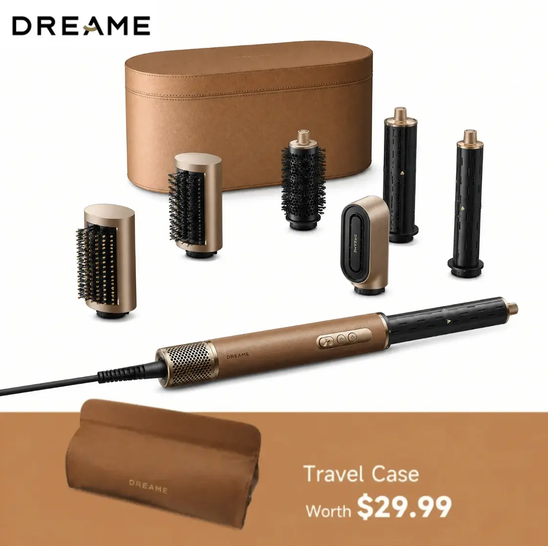 【New Arrival Bundle】DREAME AirStyle Pro 7-in-1 Hair Styler Bundle with Travel Case, Fast Dryer, Auto-Wrap Curling Barrels, Volumizing Brush & Smoothing Brush