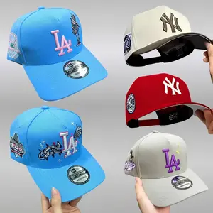 New Era MLB 59FIFTY Retro Cotton Baseball Cap - NY Yankees/LA Dodgers Anniversary Patch, Unisex Fitted Adjustable Streetwear Sports Collectible Headwear
