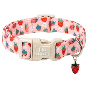 Summer Style Dog Collar – Adjustable Strawberry Print Pet Collar for Small to Large Dogs, Cute & Durable Design Harness Straps