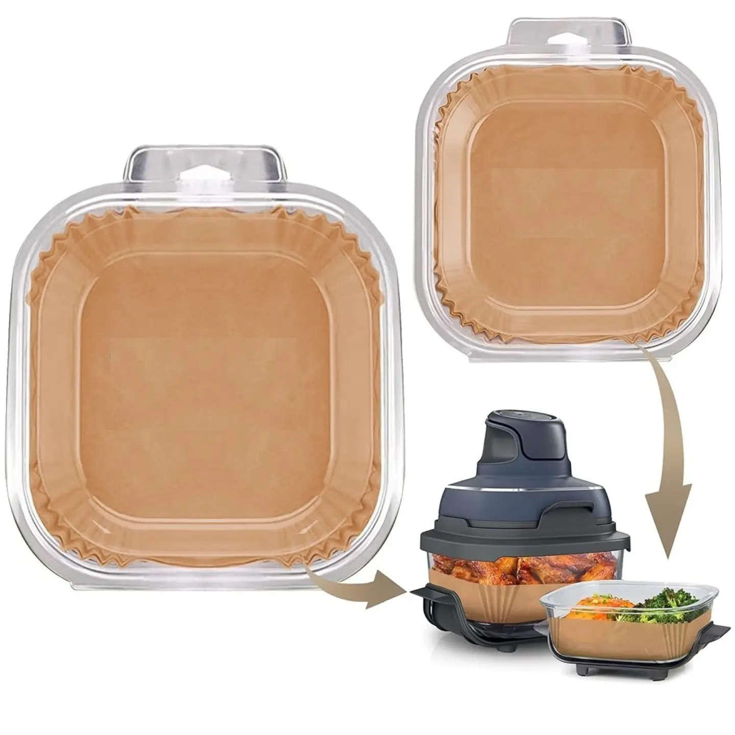 260PCS Disposable Non-Stick Air Fryer Parchment Paper Liners, Pre-Cut Bakeware Utensils Basket Liners Compatible with Ninja Crispi & Glass Portable Cooking System, 13.5x10.5 in