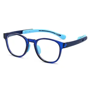 Toddlers' Flexible Silicone Blue Light Blocking Glasses, Anti-Eyestrain Anti-Glare Eyewear Accessories for Computer, Phone Use, Durable Bendable Frame