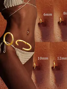 316L Stainless Steel Minimalist Seamless Circular Navel Ring, For Women, Available In 6mm, 8mm, 10mm, 12mm, Suitable For Daily Wear, Can Be Given As Jewelry Gift To Girlfriend Or Best Friend Navel Piercing Jewelry Belly Button Rings Body Jewellery