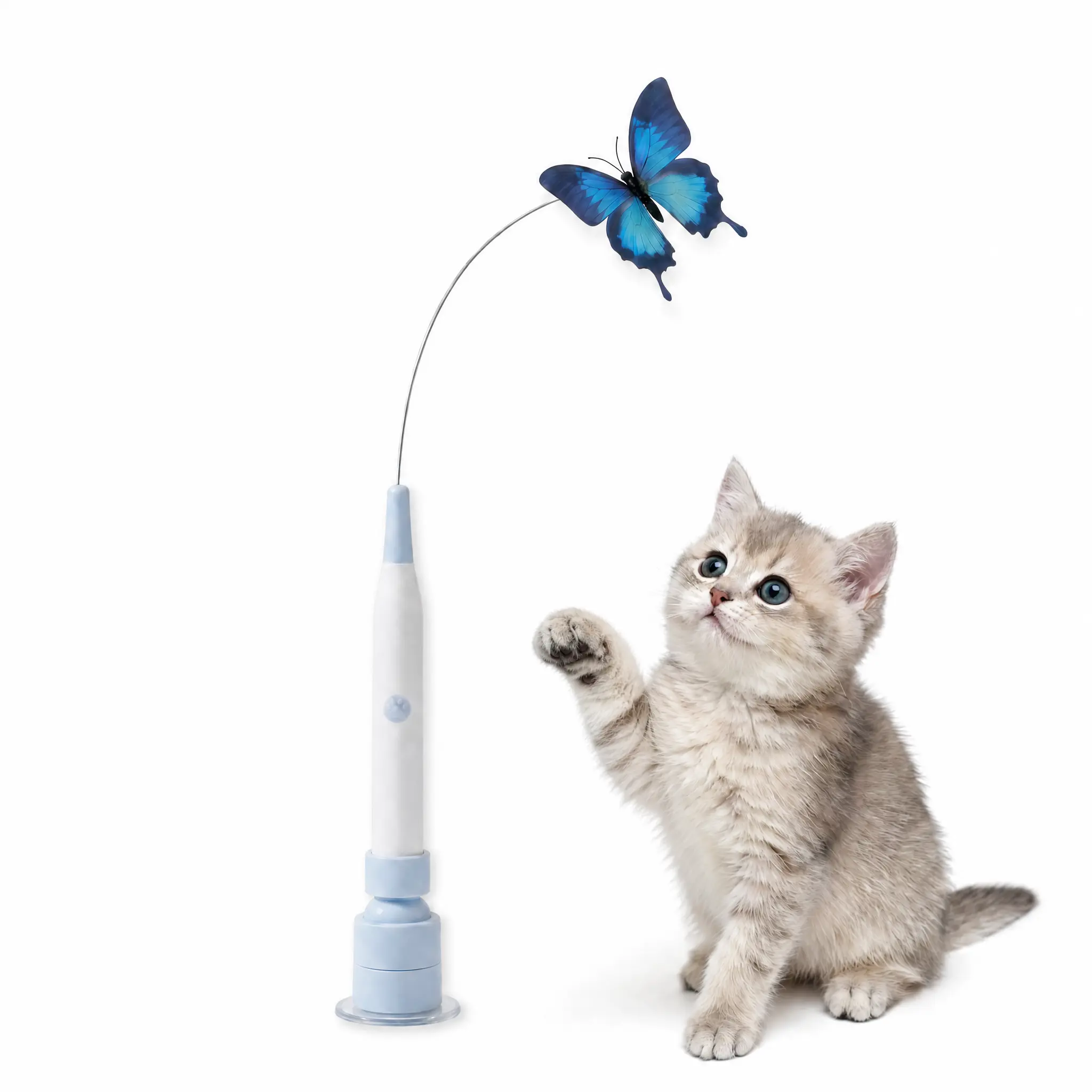 Automatic Butterfly Interactive Cat Toy - Touch & Motion Activated Teaser, Suction Cup, Flexible High-Elastic Steel Wire, Hands-Free Indoor Exercise Support, Hunting Instinct Activation, Long-Lasting Rechargeable Battery, Reduces Boredom & Stress, Interac