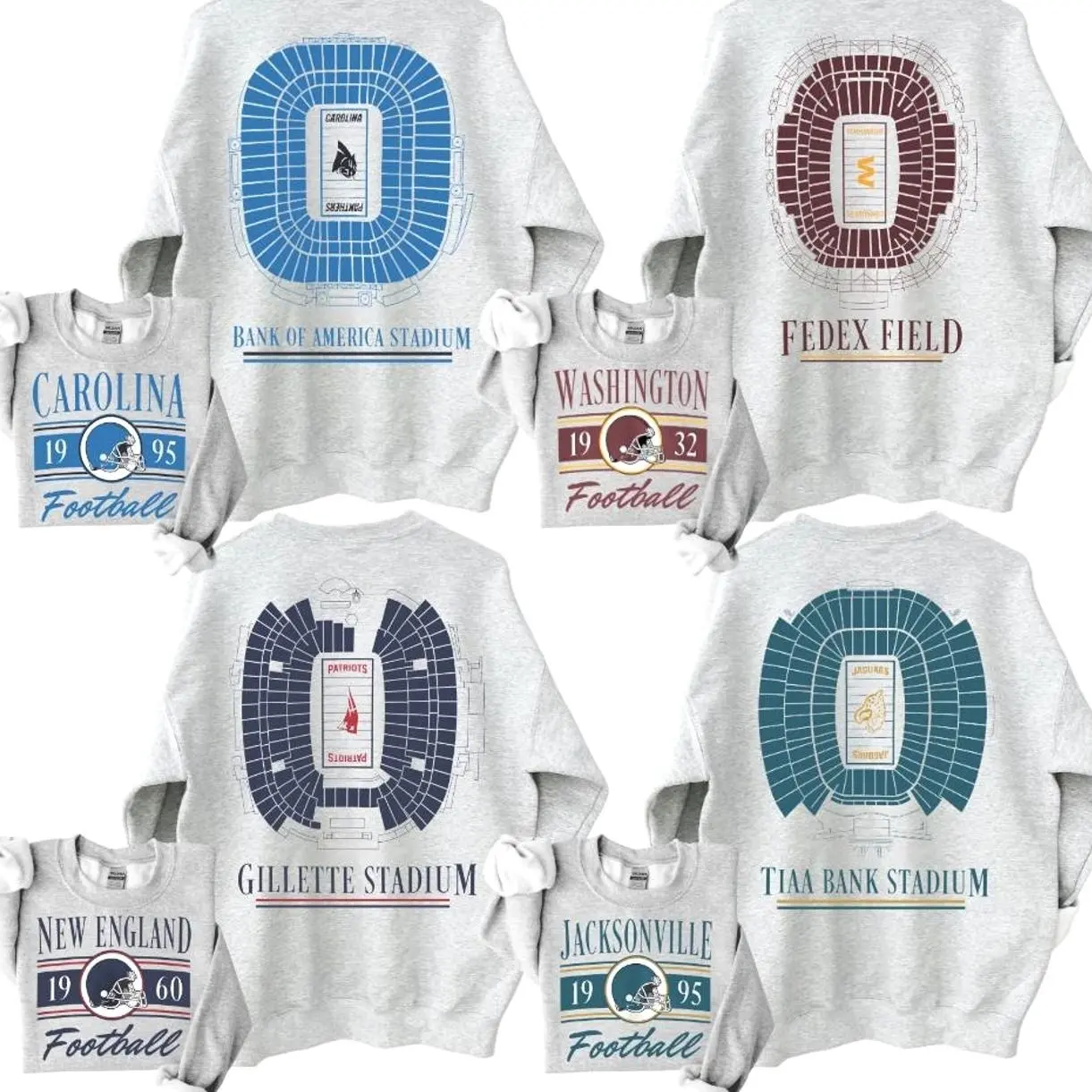 [50% Off] Women's Vintage Football Stadium Cotton Crew Neck Sweatshirt, Retro Graphic All-Seasons Classic Game Day Top, Sport Grey Gift for Men