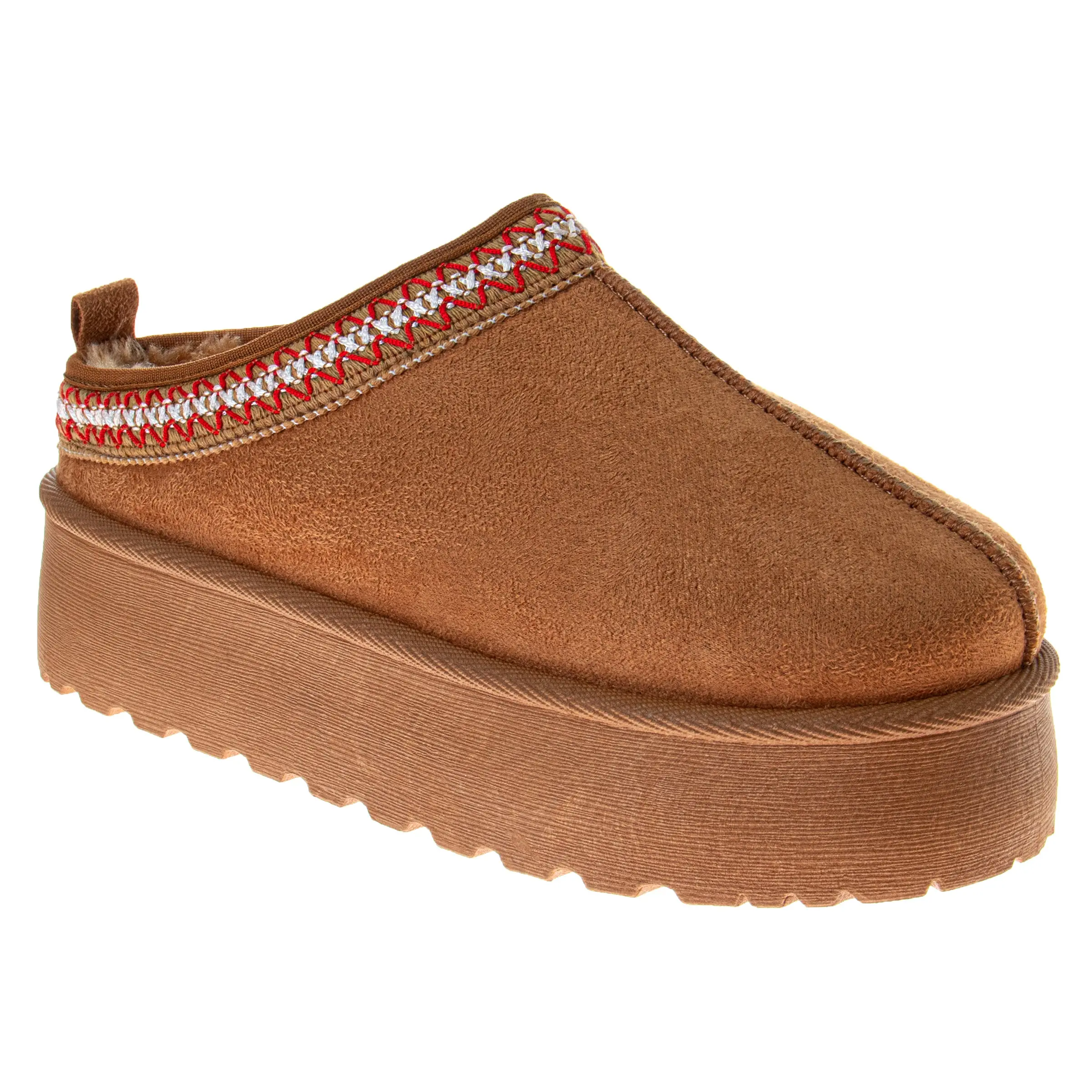 Avalanche Women's Suede Platform Slippers, Casual Slip-On House Shoes with Cozy Faux Fur Lining and Cushioned Sole, Footwear