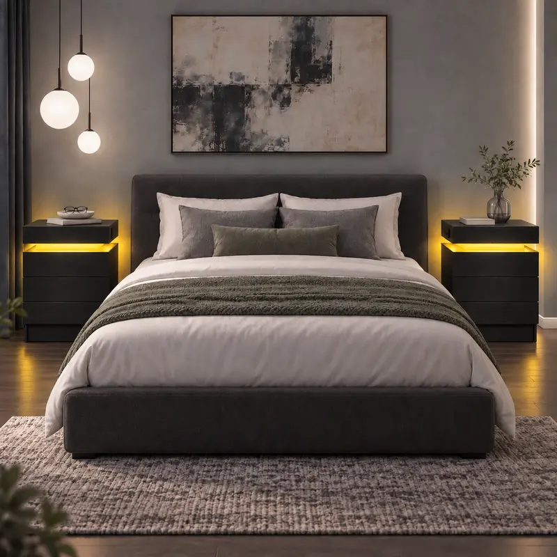 LIKIMIO Nightstand with Charging Station & LED Lights, Modern Bedside Table with 2- or 3-Drawer Options, Sliding Top, Standard Top or Lockable Top Drawer, End Table for Bedroom & Small Spaces Nightstand With Drawers LIKIMIO Nightstand with Charging Station & LED Lights, Modern Bedside Table with 2- or 3-Drawer Options, Sliding Top, Standard Top or Lockable Top Drawer, End Table for Bedroom & Small Spaces Nightstand With Drawers