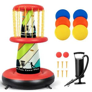 Inflatable Disc Golf Basket - Inflatable Throwing Game for Kids and Adults, Portable Disc Golf Target Set with 6pcs Disc Golf Disc and Carry Bag for Backyard, Indoor or Outdoor outdoorfun