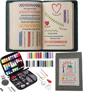 Upgraded Embroidery Stitch Book Kit 106 Patterns Tools Tutorials 86 PCS Beginner Set Portable All in One Hand Embroidery Book for Adults DIY Craft Lovers