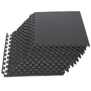 LEMY 12 Pieces 24 x 24" Puzzle Exercise Floor Mat with EVA Training Interlocking Tile, Black