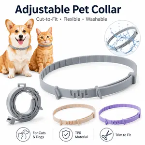 Flea and Tick Collar for Dogs and Cats, Adjustable Cut-to-Fit Pet Collar, Washable TPR Collar for Small Medium Large Dogs and Cats