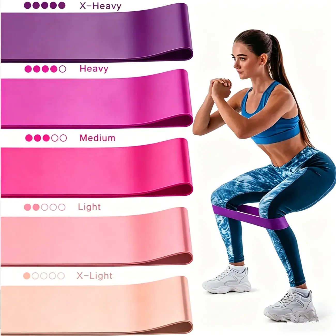 5-Piece Resistance Band Set - Yoga Bands with Storage Bag and User Manual, Suitable for Yoga, Gym Workouts