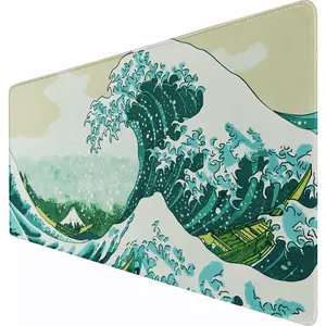 Large Extended Gaming  Pad, 31.5" x15.7" Large Mat with  -Weave Cloth, Water Resist Keyboard Mousepad with Non-Slip Base, Laptop Pad for Office  Gaming, Waves