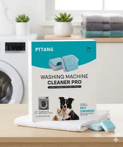 Pet Washing Machine Cleaning Tablets (24-Pack) — A 12-month supply. Specially formulated for pet owners. Compatible with High-Efficiency (HE), top-loading, and front-loading washing machines. Easily removes residue, grime, and odors. Safe for septic syste