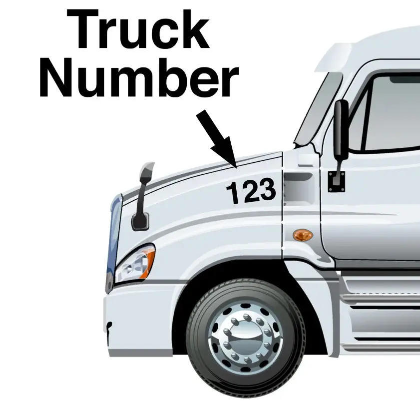 Custom Semi truck OR Trailer Number kit Decal Vinyl Window Decal for Vehicle Windows Boats RVs Office Desks Laptops Easy to Install, self adhesive, several colors and sizes.