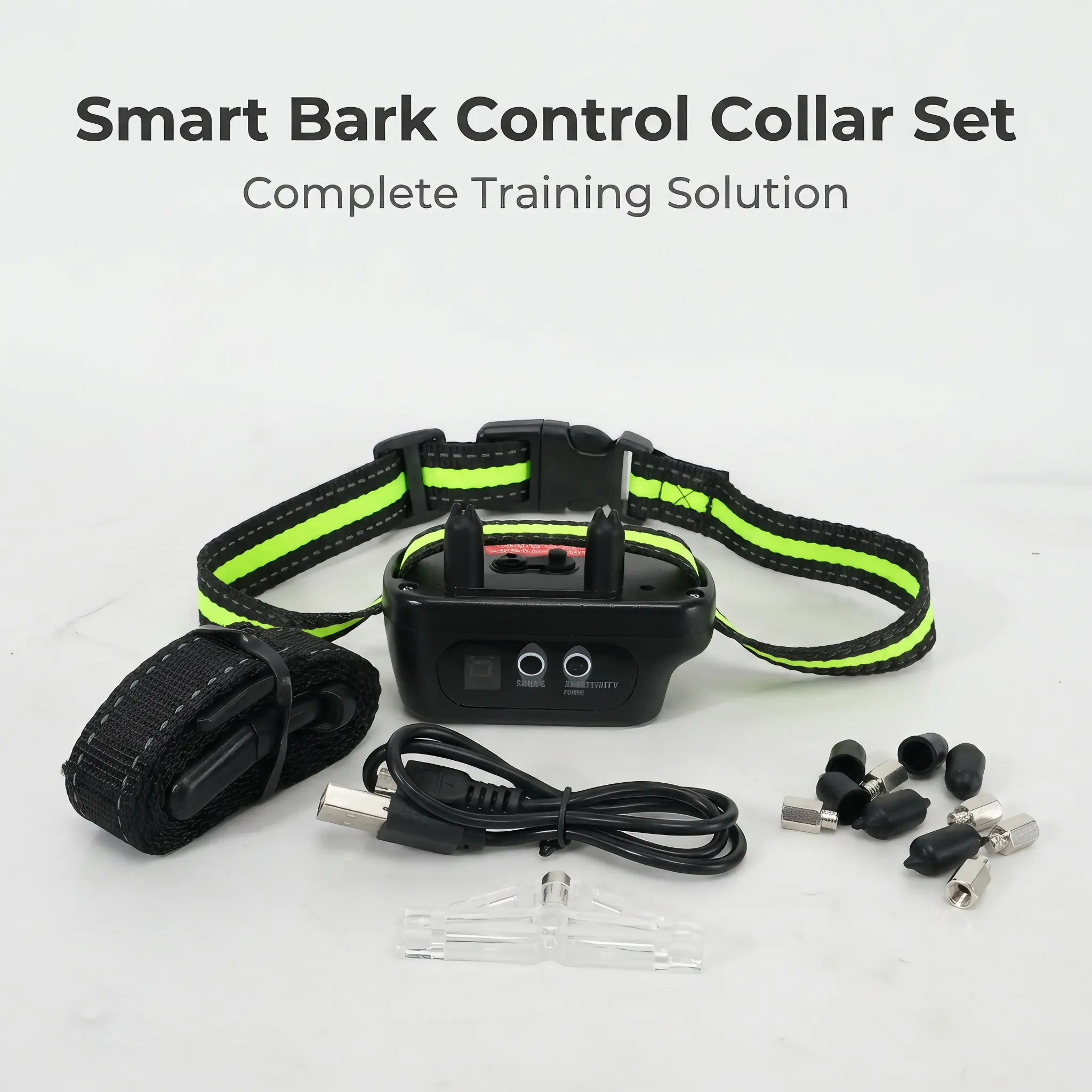 Gentle Anti Barking Collar Shock Off Option Low Battery Alert for Home outdoor training ipx6 waterproof dual emitter safe adjustable nylon strap rechargeable e collar dog bark