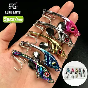 5-Pack Metal Vib Lure with Rotating Flash Tail, Long-Range Bottom-Shaking Fake Bait, Three-Hook Design, Fresh & Saltwater Use, Bass & Carp Fishing