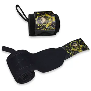 MT Weightlifting Wrist Wraps for Men Women Gym Fitness Grip Support Accessories Animated Design Bodybuilding Workout Bar Straps