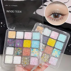 16 Color Glitter Eyeshadow Palette, Shimmering Eyeshadow Palette, High Pigmented Blendable Eyeshadow Powder, Colorful Eye Makeup Products, Cosmetic
