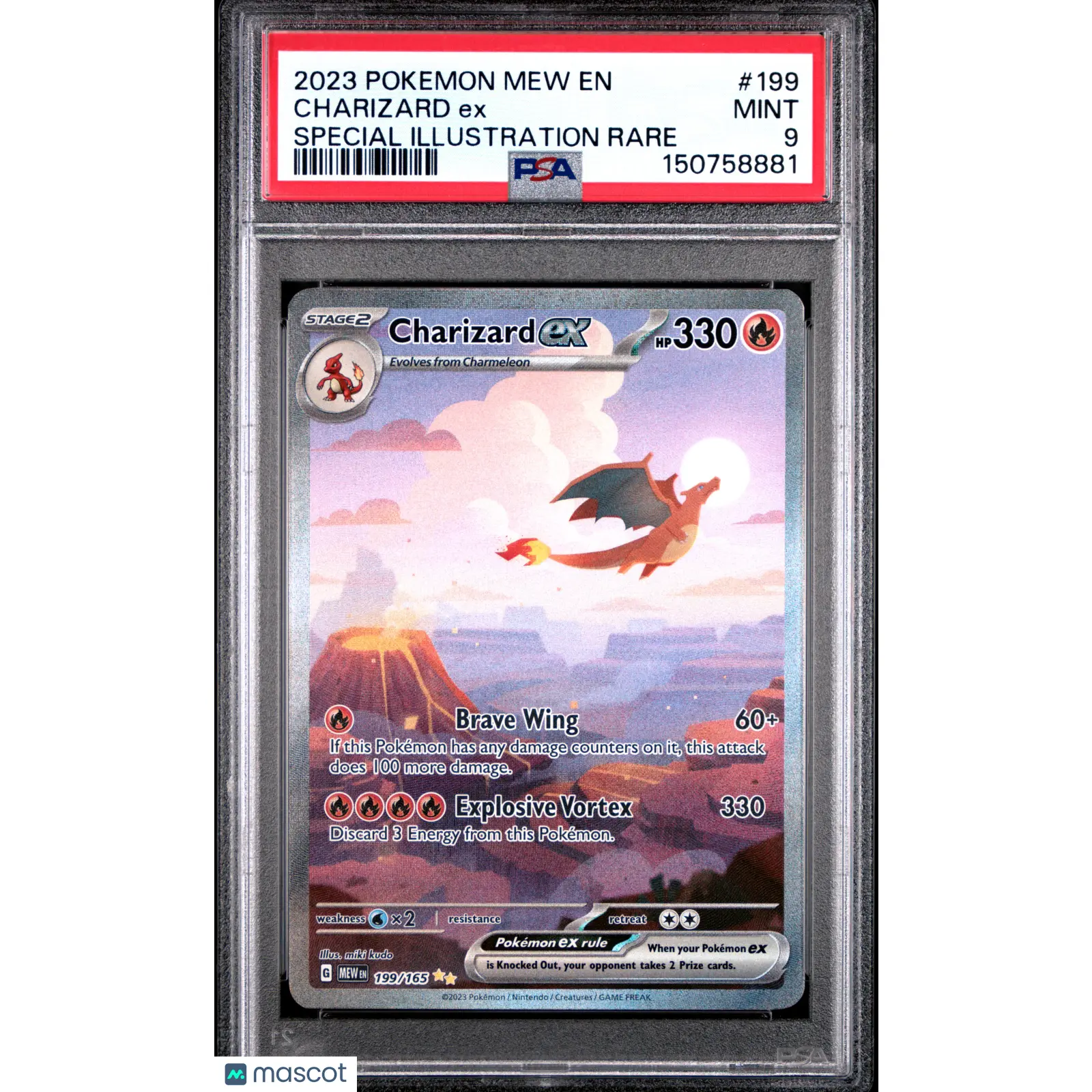 2023 Pokemon Mew EN-151 Charizard EX #199 9 Special Illustration Rare