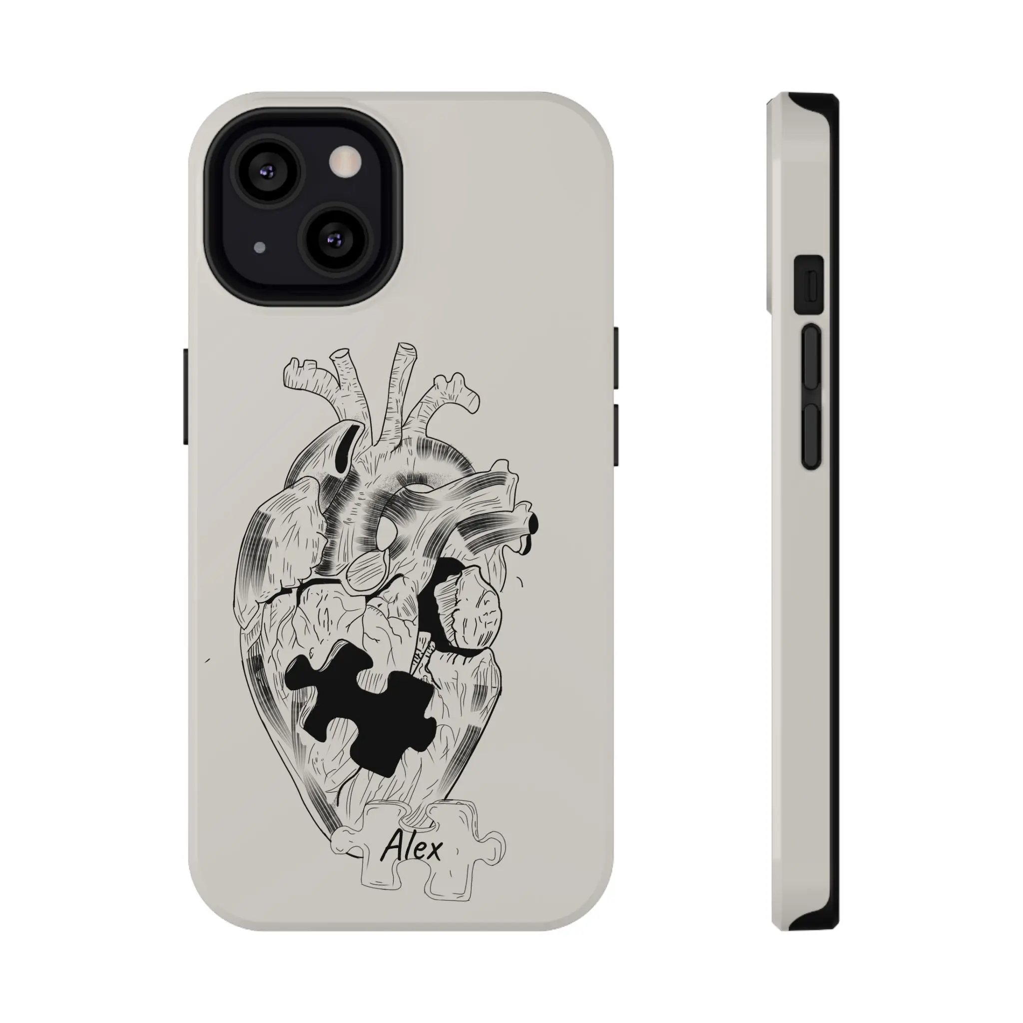 Anatomical Heart Puzzle phone case | Impact-Resistant Case