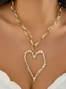 Mother's Day Gift Women's Vintage Simple Heart Design Pendant Necklace, Fashion Jewelry for Party, Daily Clothing Decor, Trendy All-match & Exquisite Jewelry for Birthday Gift, Heart Shaped Necklace, Love Heart Necklace