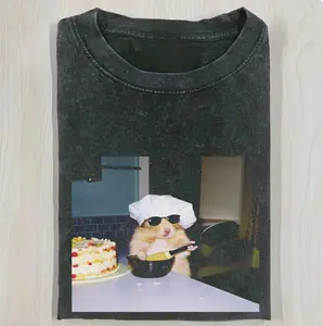 Vintage Chef Hamster Cooking Meme Graphic Tee, Master Chef Pet Aesthetic, Kitchen Vibes Shirt, Funny Food Lover, Unisex Meme Cringe Funny Shirt, Menswear Womenswear Streetwear Cotton Comfort