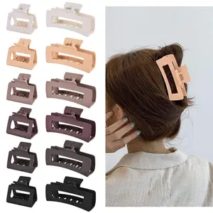 12 count Rectangle Hair Clips, Hair Accessories for Women and Girls, Including 6 count 4 Inch Large Claw Clips for ThickHair and 6 count 2 inch Small Claw Clips for ThinHair (Neutral)