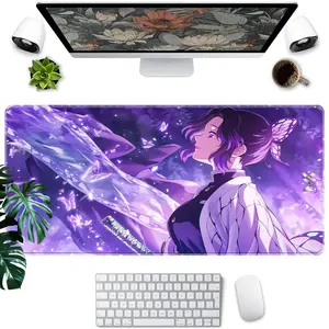 Demon Slayer Anime Mouse Pad, Rubber Base Polyester Fiber Desk Mat, Ideal for Gaming and Office, Perfect Gift for Gamers