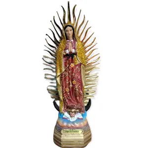Virgen De Guadalupe 8" inches Tall Gold Glitter Estatua Our Lady Guadalupe Brand New