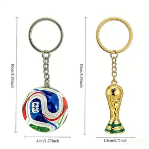 World Cup Fan Essential! Gold Trophy & Colorful Soccer Ball Keychain Set