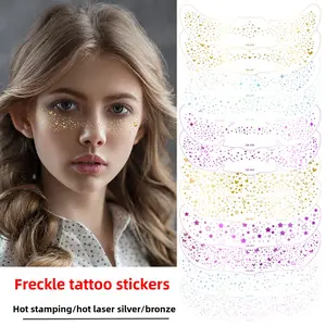 Gold & Silver Foil Freckle Stickers – Glitter Party Face Tattoos, Waterproof & Long-Lasting, Music Festival Makeup Essential, Customizable, Natural Sunburn Look, Eye Area Safe