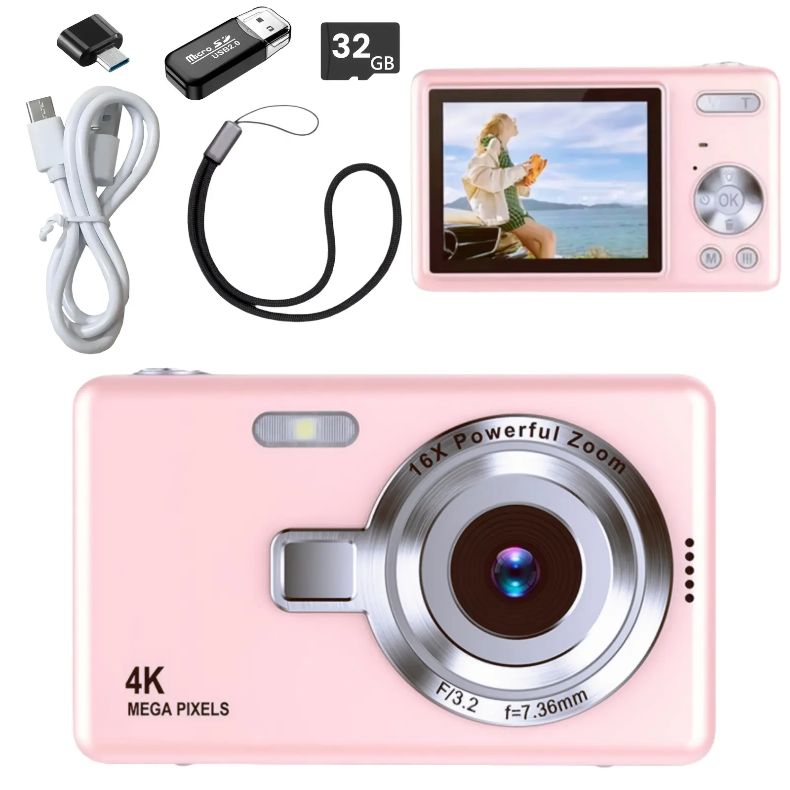 1pc CCD Digital Camera Suitable for Beginners, 2.4-inch IPS Screen, with a 16x Zoom, 1080P, Take Photos and Videos. 16x Zoom, Built-in Fill Light, Rechargeable Battery Power, 1 Million Pixels, Beginner Camera, Non Professional Camera, Ideal for