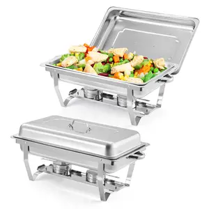 2 Pack/4 Pack Chafing Dish Buffet Set, 8QT Stainless Steel Rectangular Chafers and Buffet Warmer Sets for Catering, with Food & Water Pan, Lid