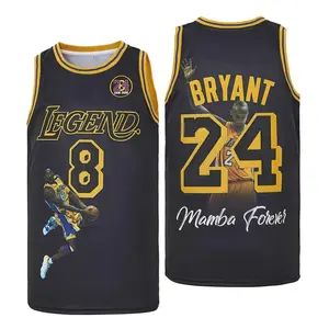 Men's 8-24 Bryant Fashion Legend Hiphop Sports Fans Basketball Jersey Embroidery Athletic Activewear