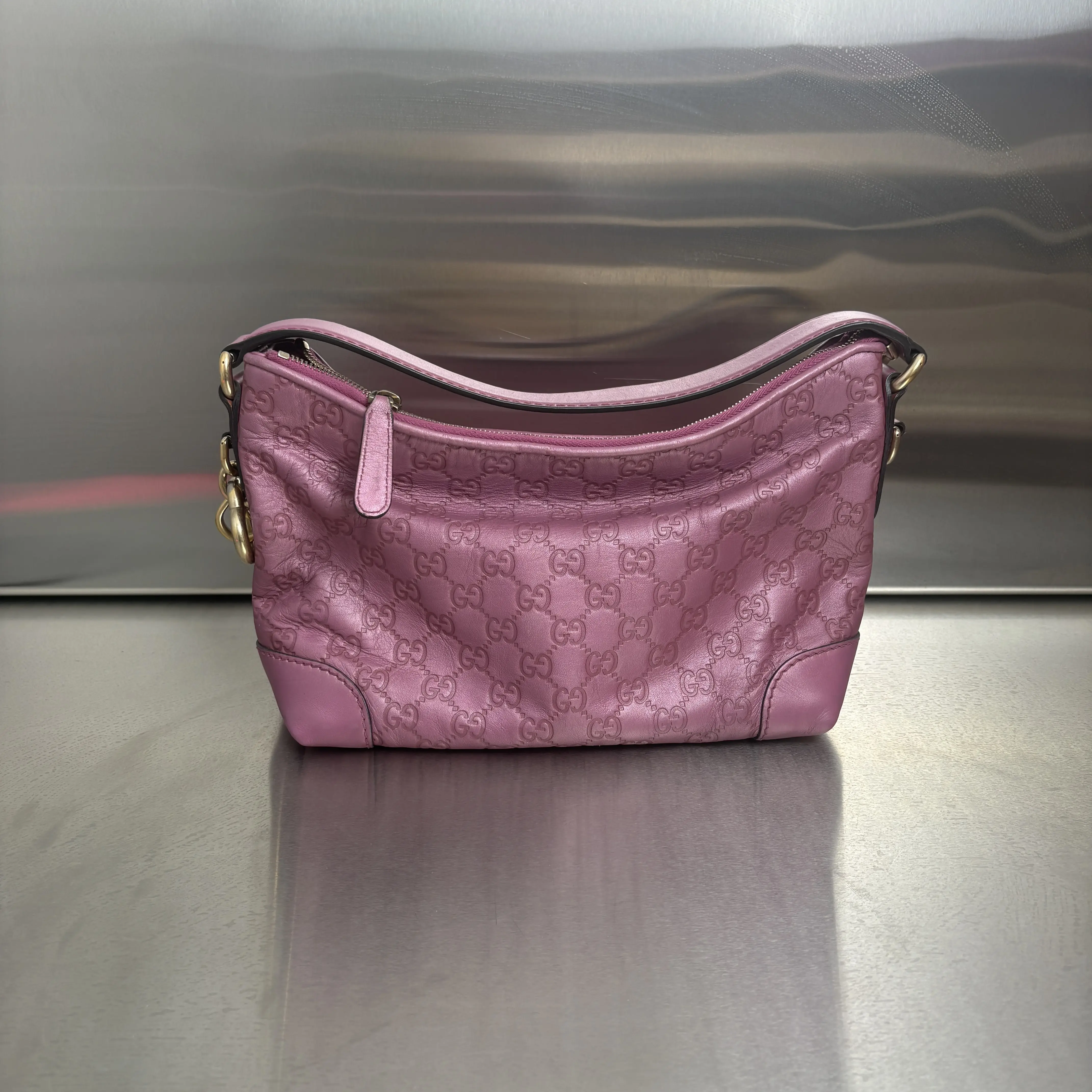 Pre-owned Calfskin Shoulder Bags Gucci Vintage Guccissima Heart Bit Shoulder Bag