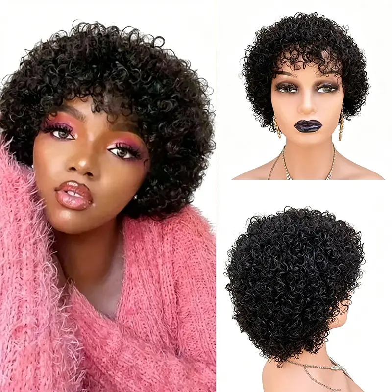 Pixie Cut Wigs Pure Hair for Black Women Short Pixie Cut Wigs Natural Hair Lightweight Glueless Natural Black Layered Pixie Wig Cos Spirit True Scalp Wig