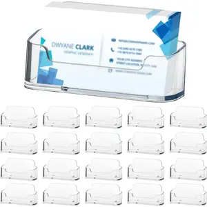 20 Pack  Business Card Holder for Desk, Clear Plastic Desk Business Card Display, Card Holder Stand, Business Card Holder Display, Business Card Stand, Fits 30-50 Business Cards